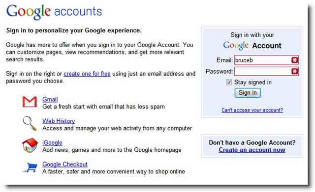 Passwords: Google Accounts And Windows Live ID | Bruceb Consulting