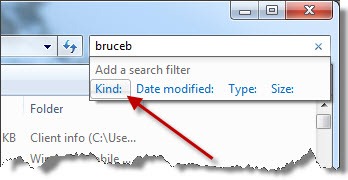 Windows 7 Search filters