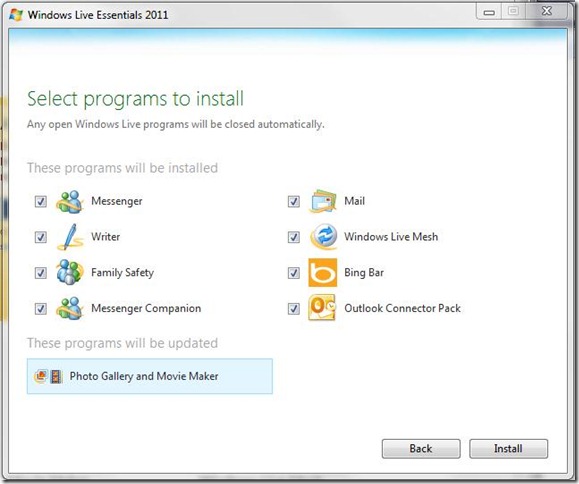 windowsliveessentials2011list