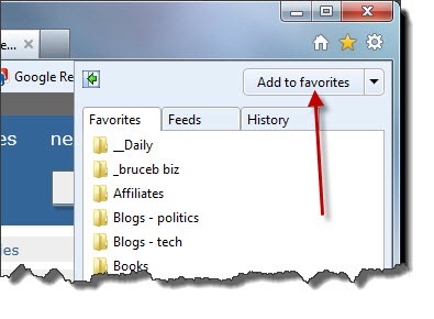 Internet Explorer 9 Favorites