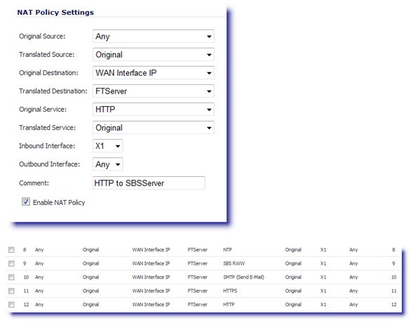 SonicWall port forwarding