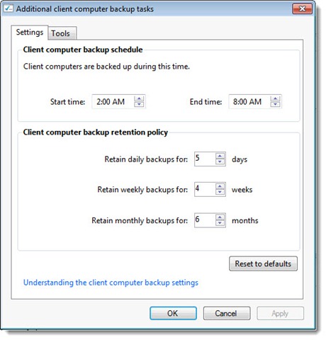 Small Business Server 2011 Essentials workstation backups