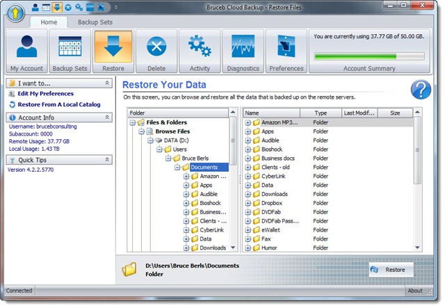 Bruceb Consulting Cloud Backup And Recovery - restore files