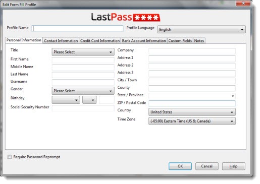 LastPass - FormFill and credit card features