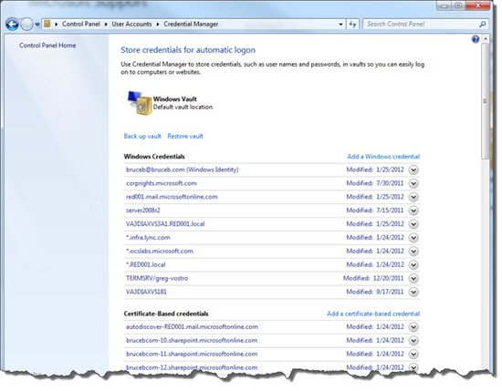 Windows 7 Credential Manager