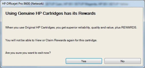 HP OfficeJet Pro 8600 Plus genuine inkjet cartidge rewards offer