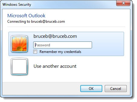Outlook password prompt