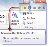 Office Ribbon - how to find it when it disappears