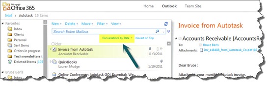 Office 365 - Outlook Web App - conversation view