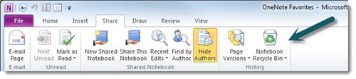 Microsoft OneNote 2010 recycle bin