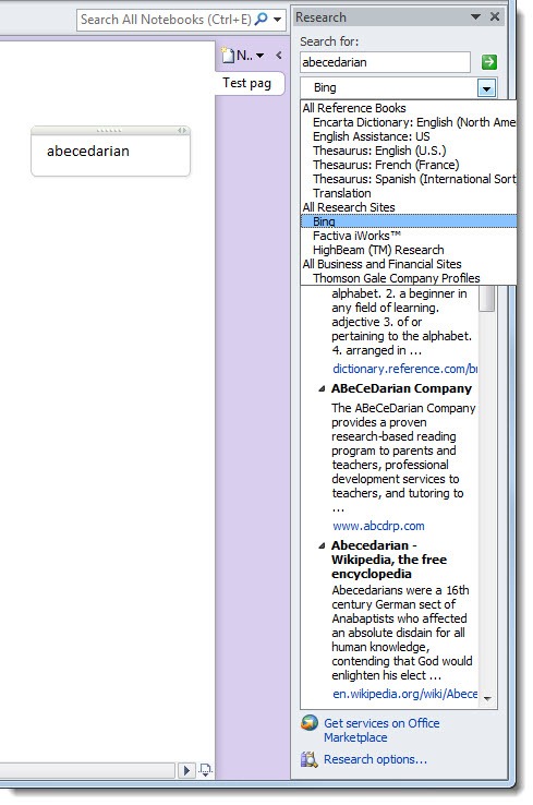 Microsoft OneNote 2010 research reference