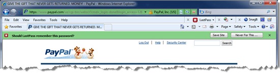 LastPass - Internet Explorer save password prompt