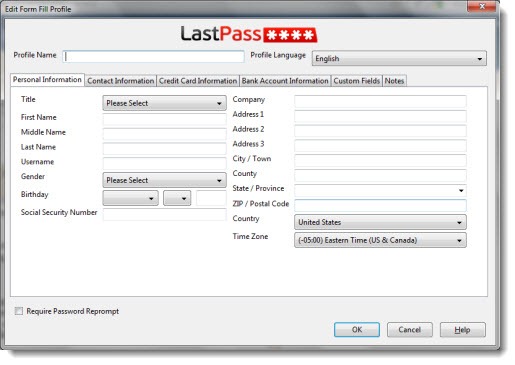 LastPass form fill