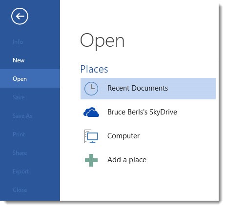 Office 2013 - default open files from Skydrive