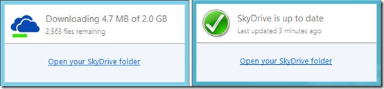 Microsoft Skydrive status window