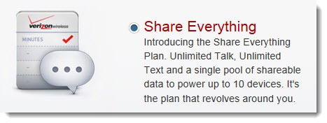 Verizon & AT&T share plans - unlimited calls & text, shared data