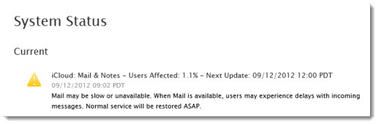 Apple iCloud mail outage