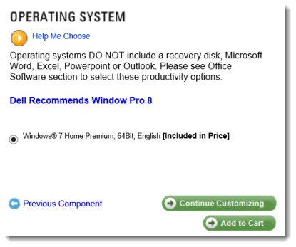 Dell Inspiron 14z operating system choice