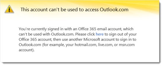 Office 365 - Outlook.com conflict