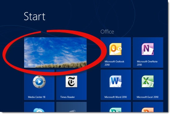 Windows 8 Start Screen - Desktop tile