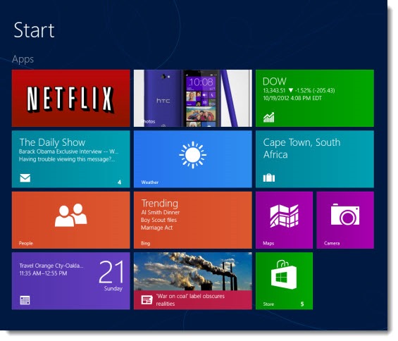 Windows 8 Start Screen - apps