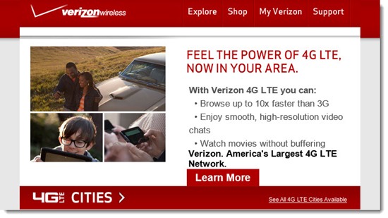 Verizon 4G LTE coverage in Sonoma County