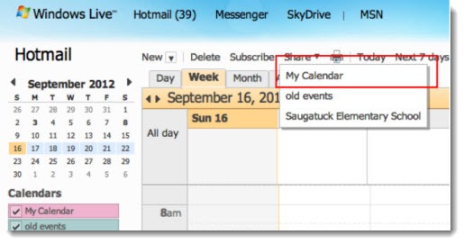 Outlook.com - Windows Live calendar