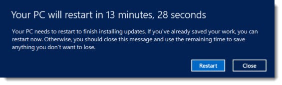 Automatic Updates and restarts - WIndows 8