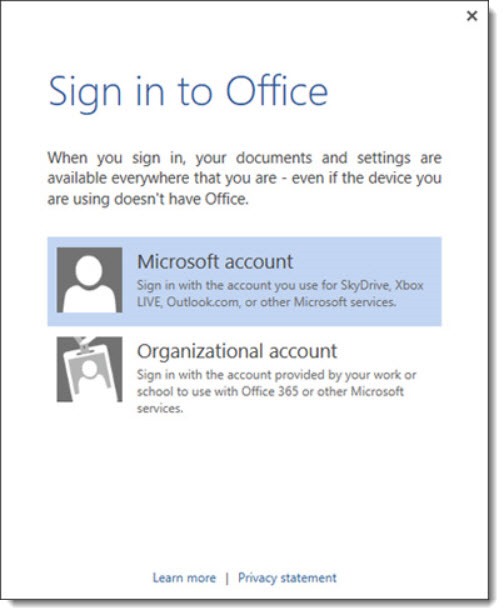 microsoft office account page