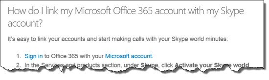 Skype - Link to Microsoft Office 365 account