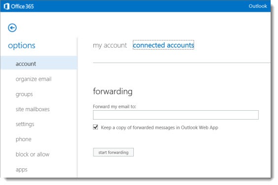 Outlook Web App - mail forwarding