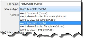Office - Word - save as template .dotx