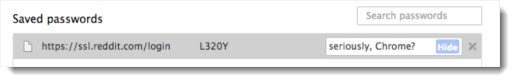 Google Chrome exposes passwords