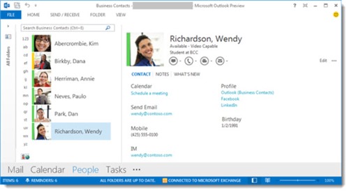 business contact manager for microsoft outlook 2013