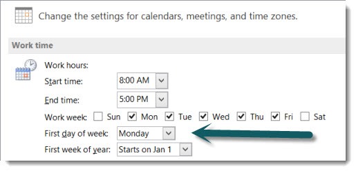 Outlook - calendar options