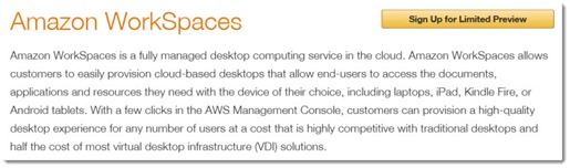 Amazon Workspaces - hosted desktops