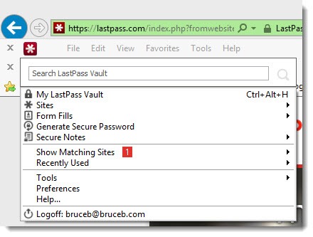 LastPass 3.0 simplified menu