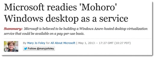 Microsoft Mohoro - hosted desktops