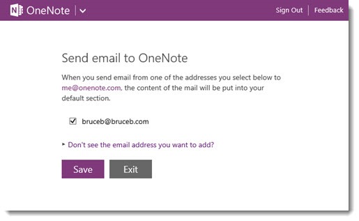 Send email to OneNote