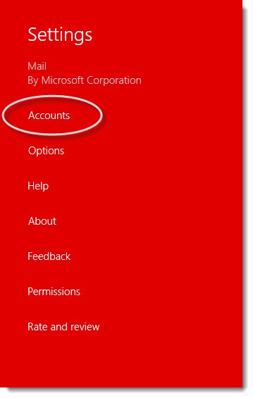 Windows 8 - mail account settings