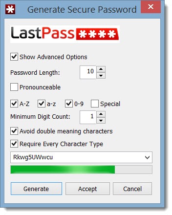 LastPass - generate secure password