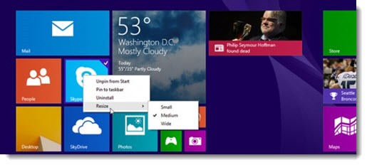 Windows 8.1 Update - right-click menu on Start screen tiles