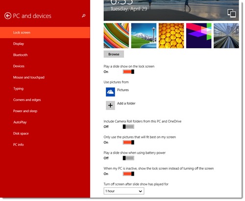 Windows 8.1 - display photos on your lock screen