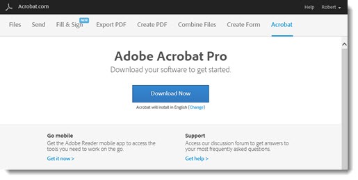 Download Adobe Acrobat subscription from cloud.acrobat.com