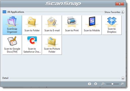 Fujitsu ScanSnap iX500 Quick Menu