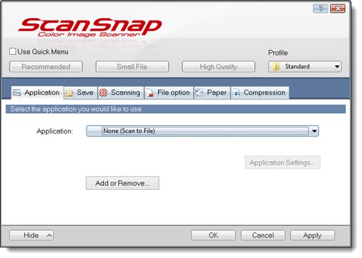 Fujitsu ScanSnap iX500 options