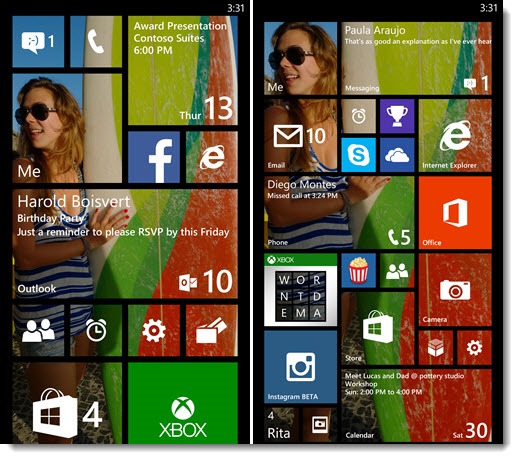 Windows Phone 8.1 - improved home screen