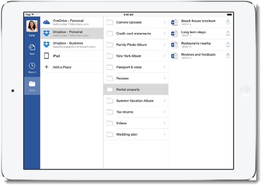 accessing dropbox directly from microsoft office 2016