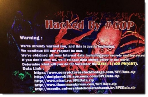 Sony hack - red skull screen displayed to employees