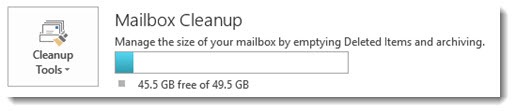 Check mailbox size in Outlook